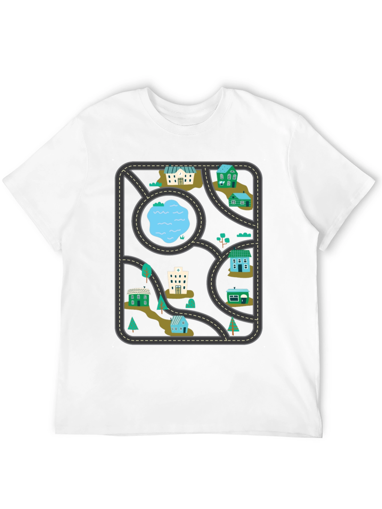 Black City Map Graphic Tee - Black Cotton T-Shirt view 12