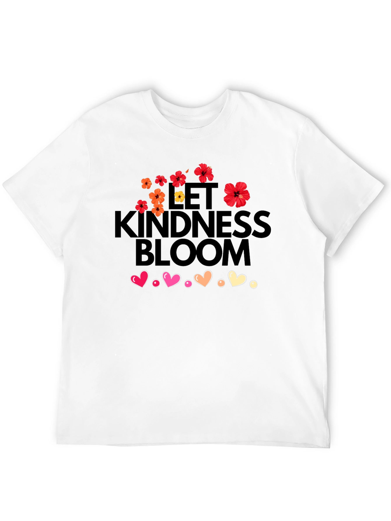 Black Let Kindness Bloom T-Shirt - Floral Heart Design view 12