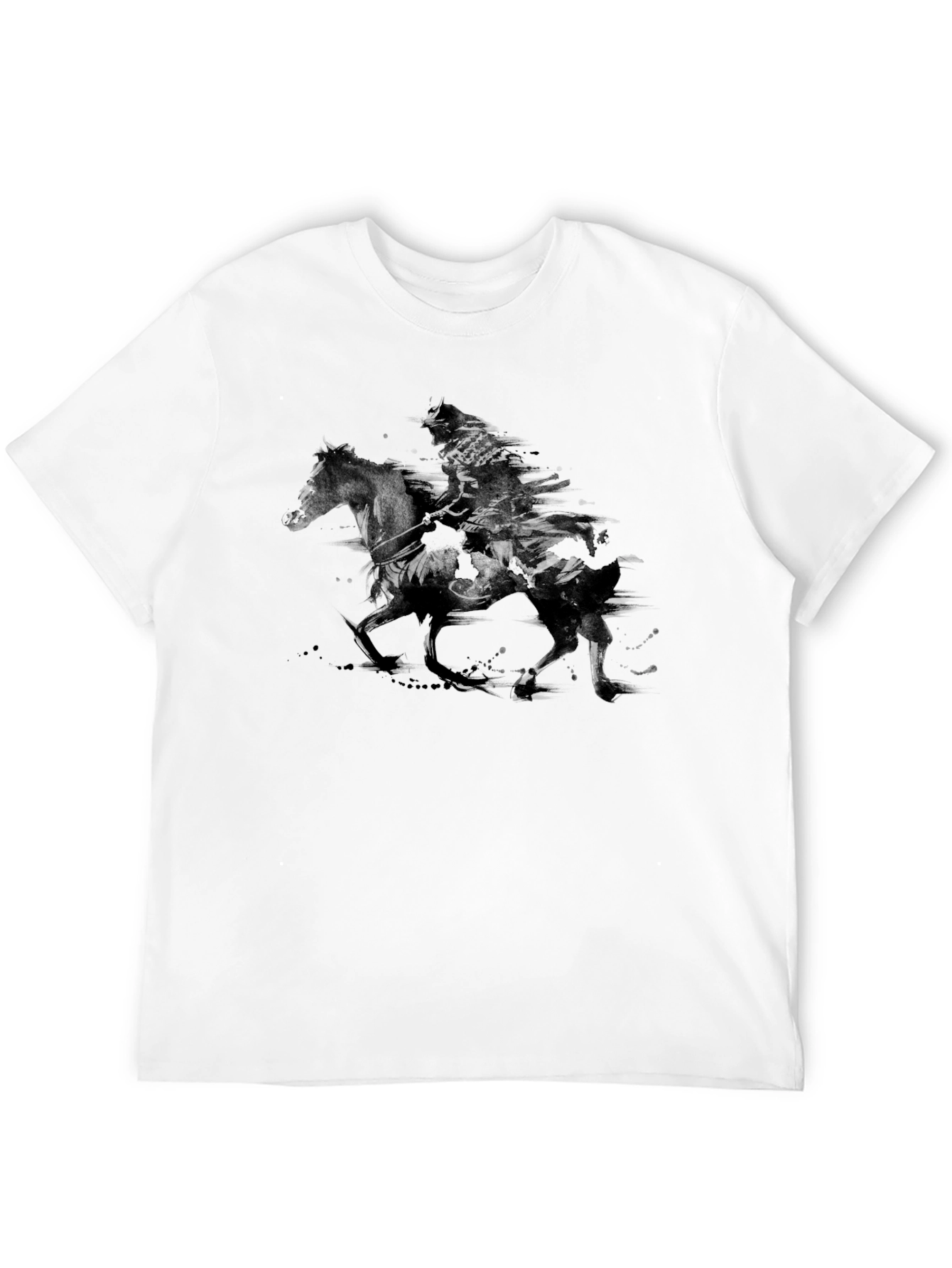 Black Samurai Warrior Horseback Black T-Shirt view 12