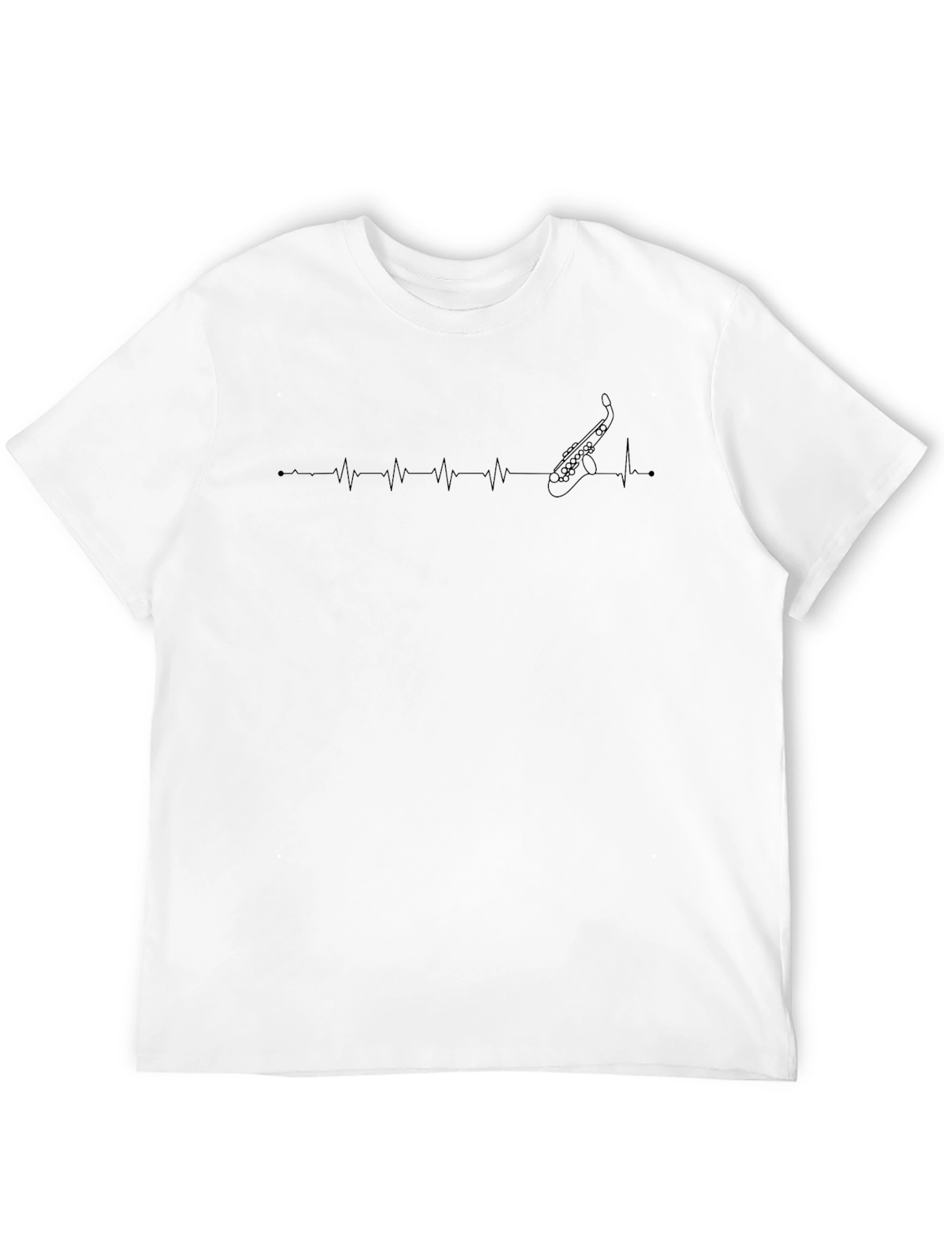 Black Saxophone Heartbeat T-Shirt - Music Lover Tee view 12