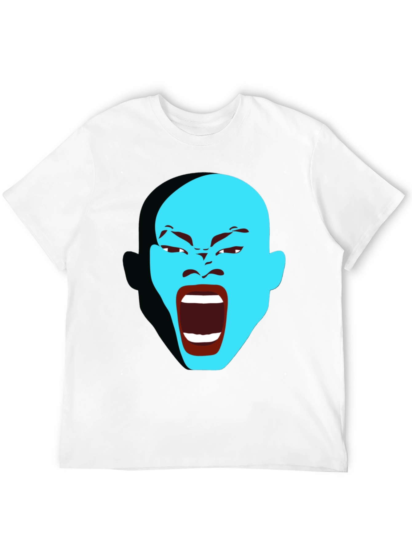 Black Screaming Blue Face Graphic T-Shirt view 12