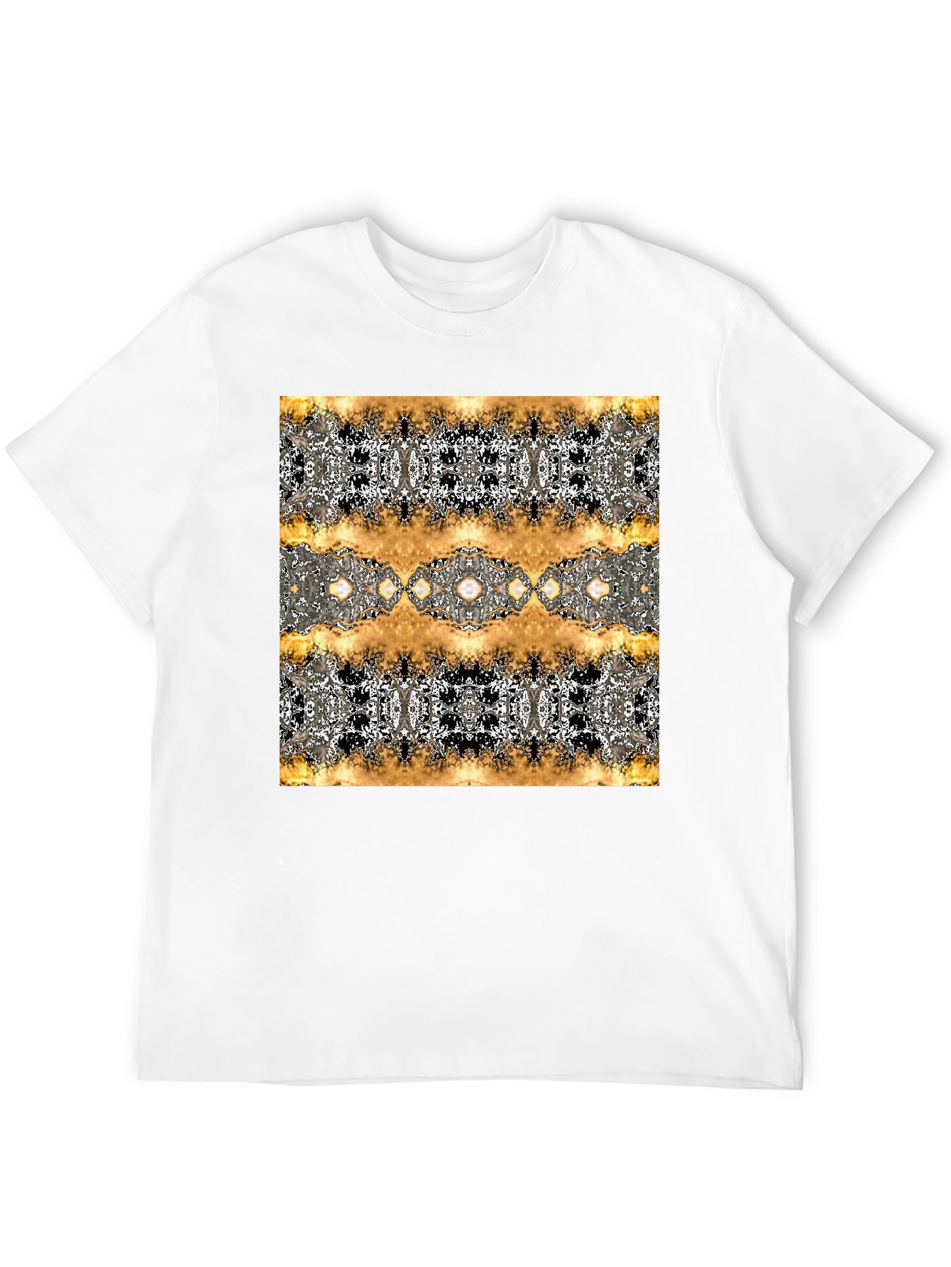Black Abstract Gold & Black Patterned T-Shirt view 12