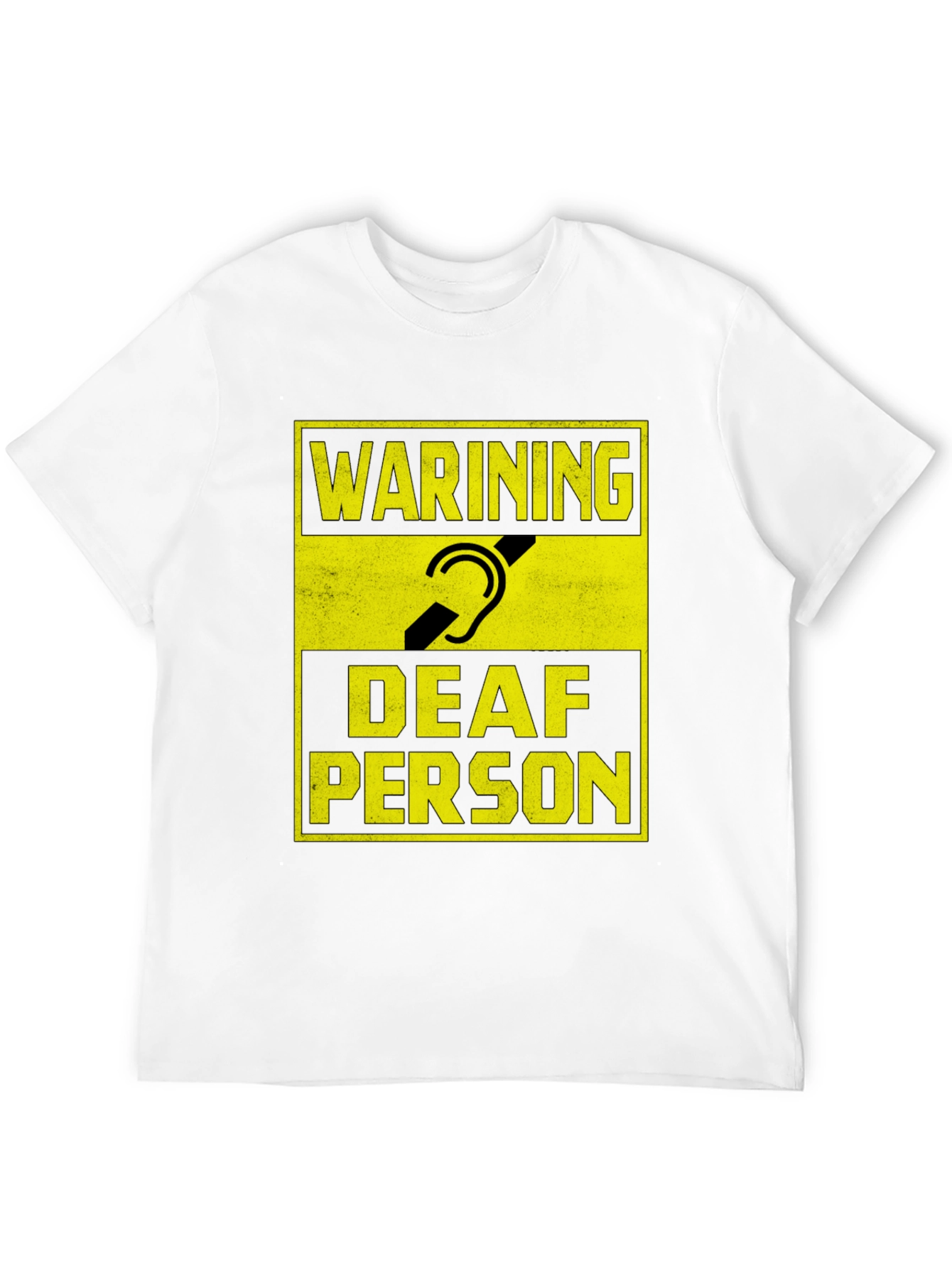 Black Warning Deaf Person Graphic T-Shirt view 12