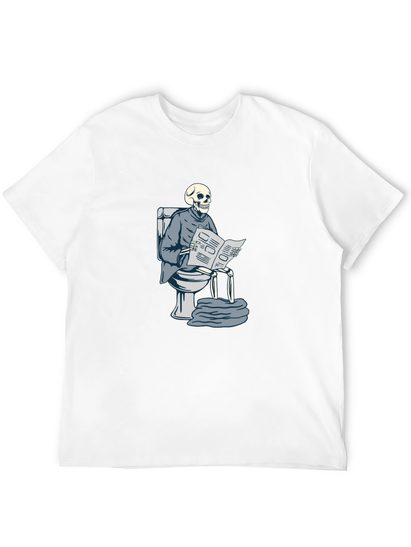 Black Skeleton on Toilet Reading T-Shirt view 12