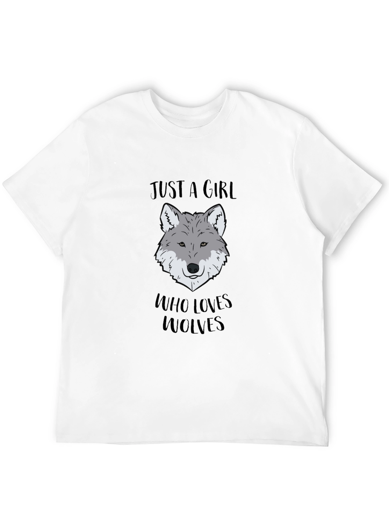 Black Just A Girl Who Loves Wolves T-Shirt view 12