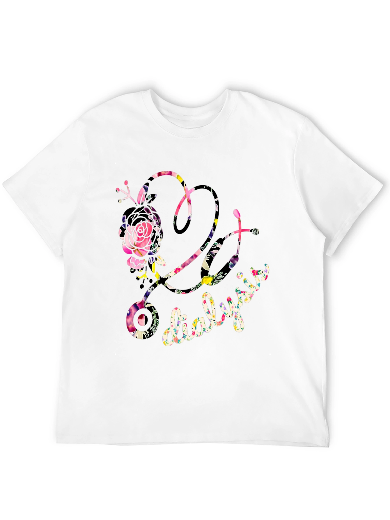 Black Floral Dialysis T-Shirt - Nurse/Patient Gift view 12