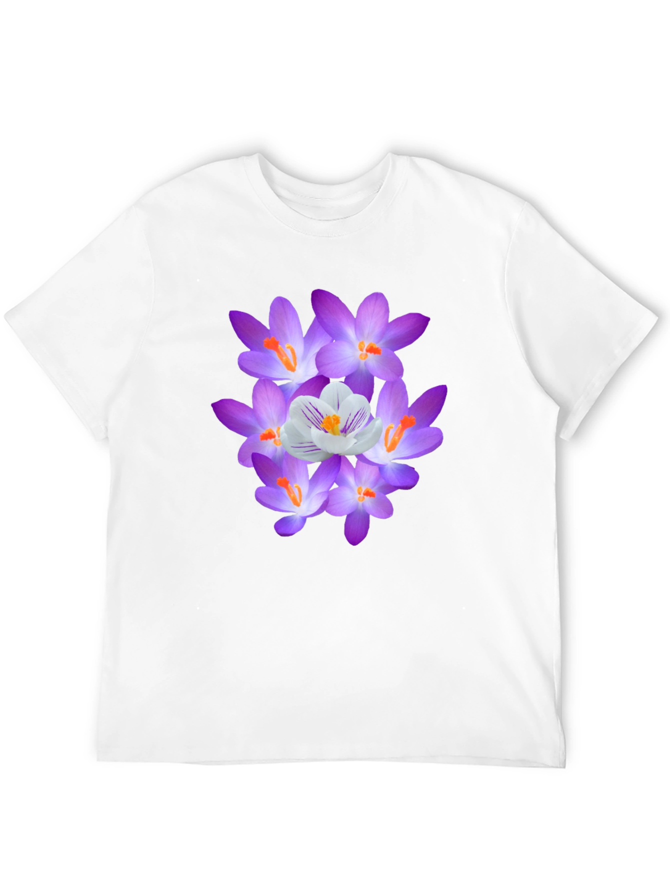 Black Floral Graphic Tee - Crocus Design, Soft Cotton Blend view 12