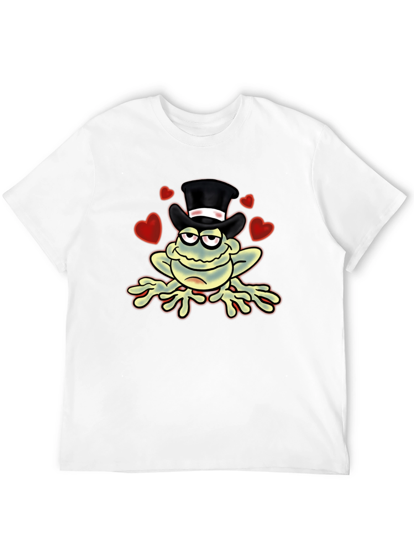 Black Top Hat Frog Graphic Tee - Novelty Cartoon Print T-Shirt view 12