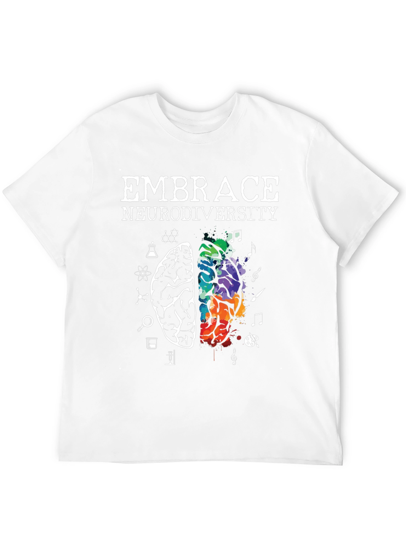 Black Embrace Neurodiversity Tee - Brain Graphic T-Shirt view 12