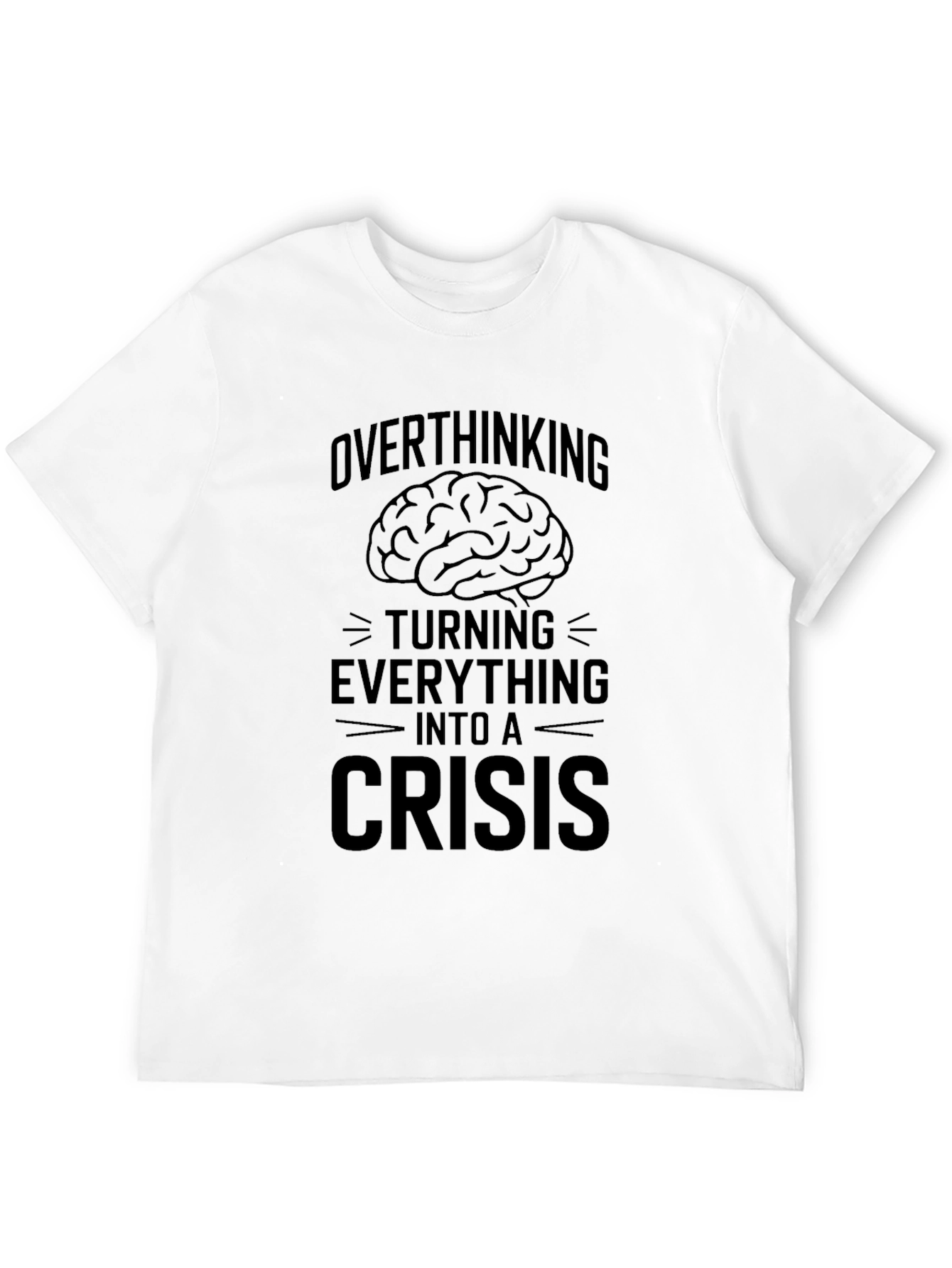 Black Overthinking Crisis Graphic Tee - Soft Cotton Comfort view 12