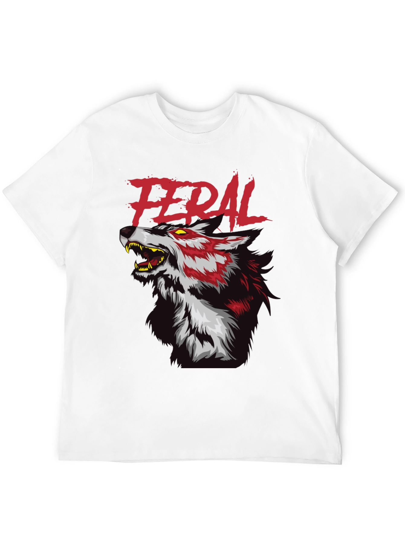 Black Feral Wolf Graphic Tee - Black Cotton T-Shirt view 12
