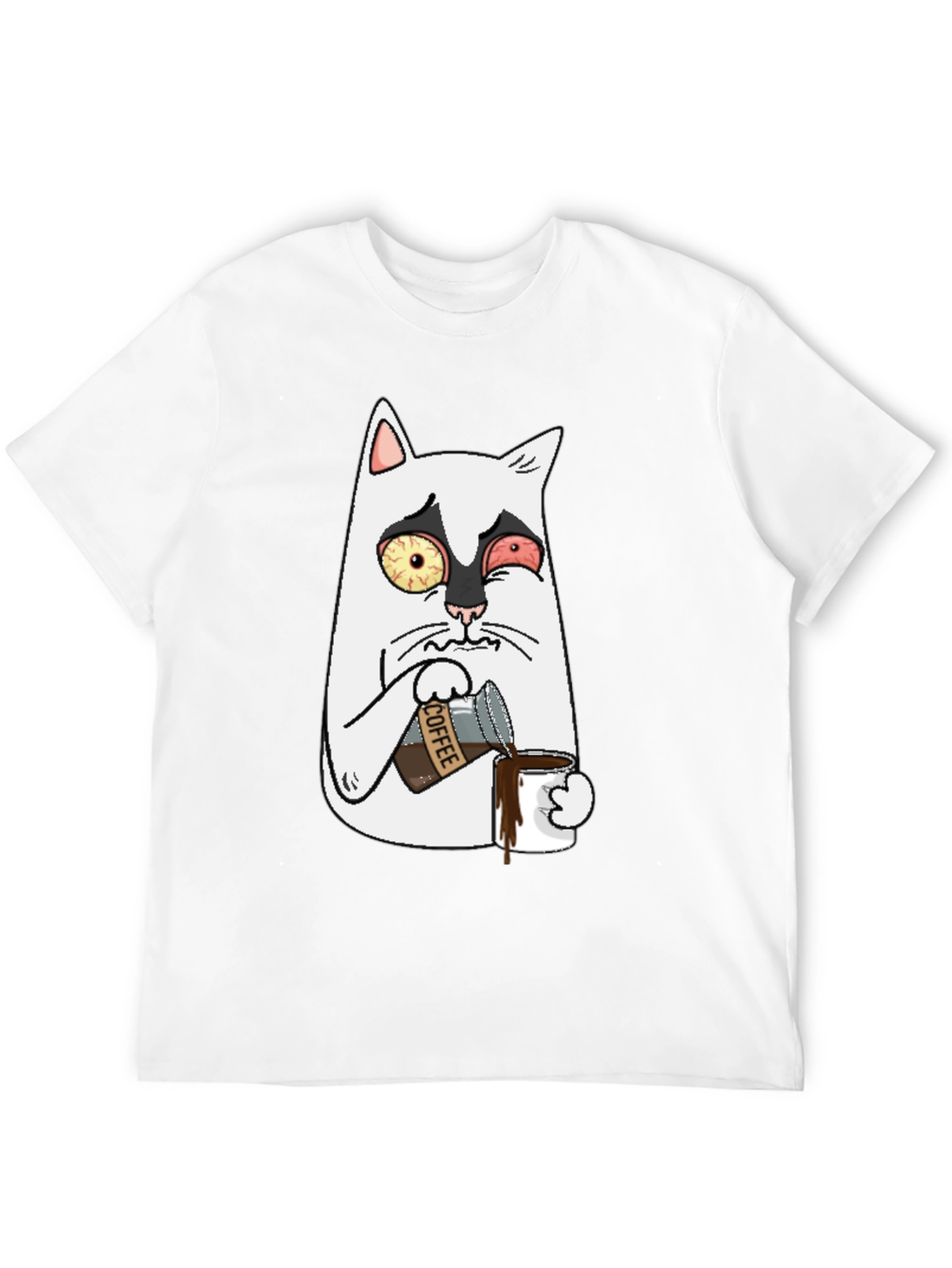 Black Funny Cat Coffee T-Shirt view 12