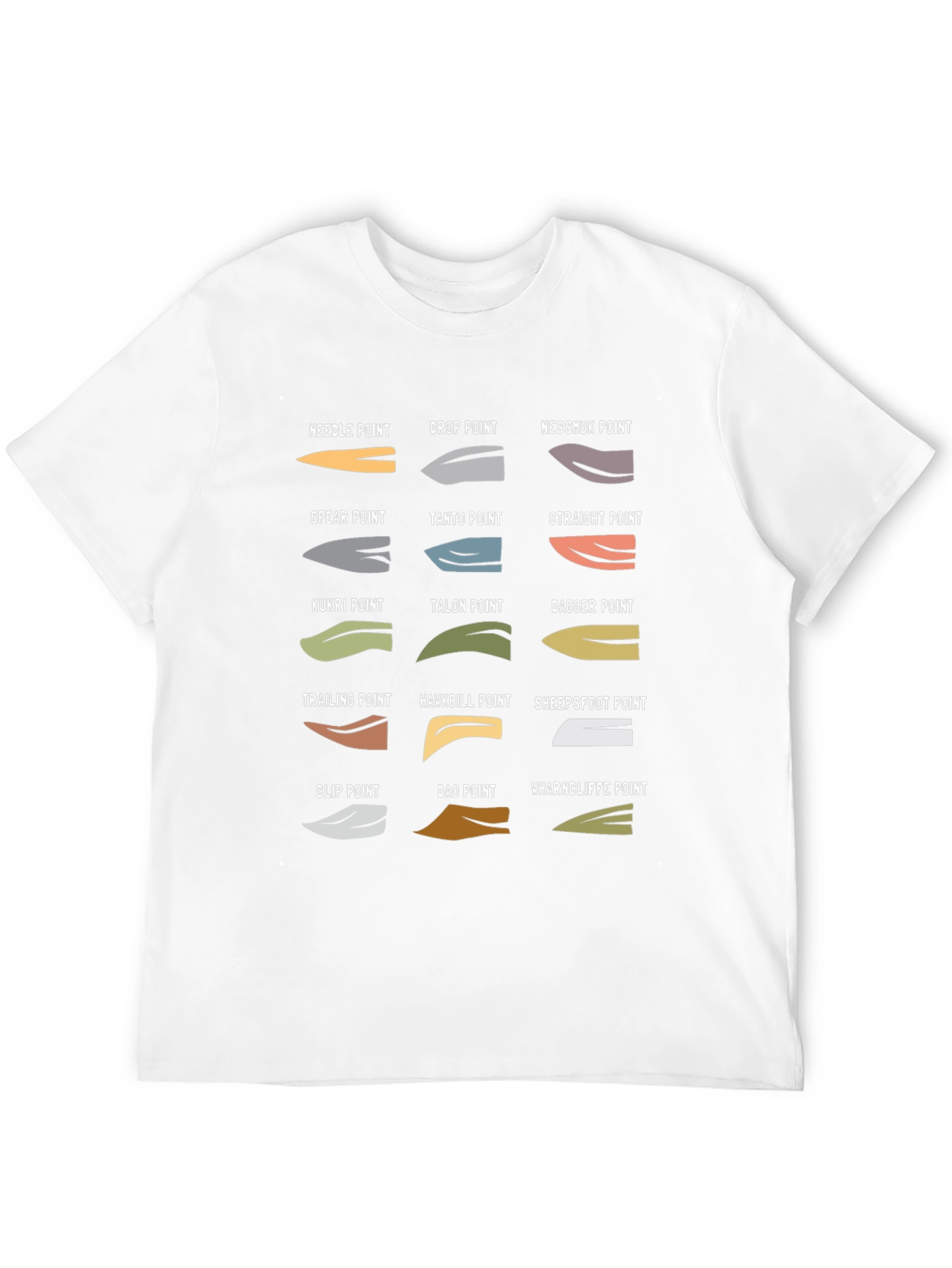 Black Knife Blade Types T-Shirt view 12