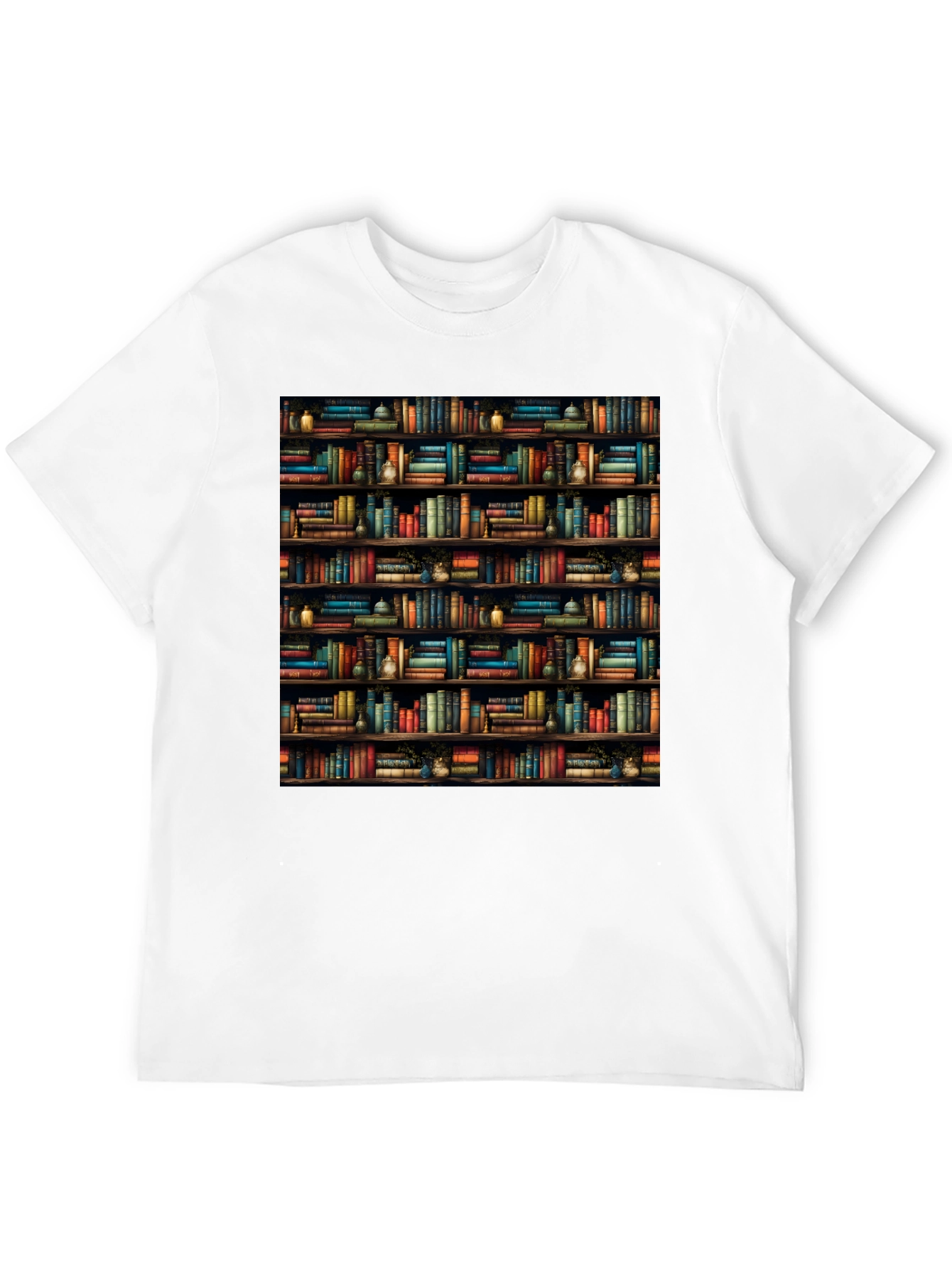 Black Bookcase Print Black T-Shirt view 12