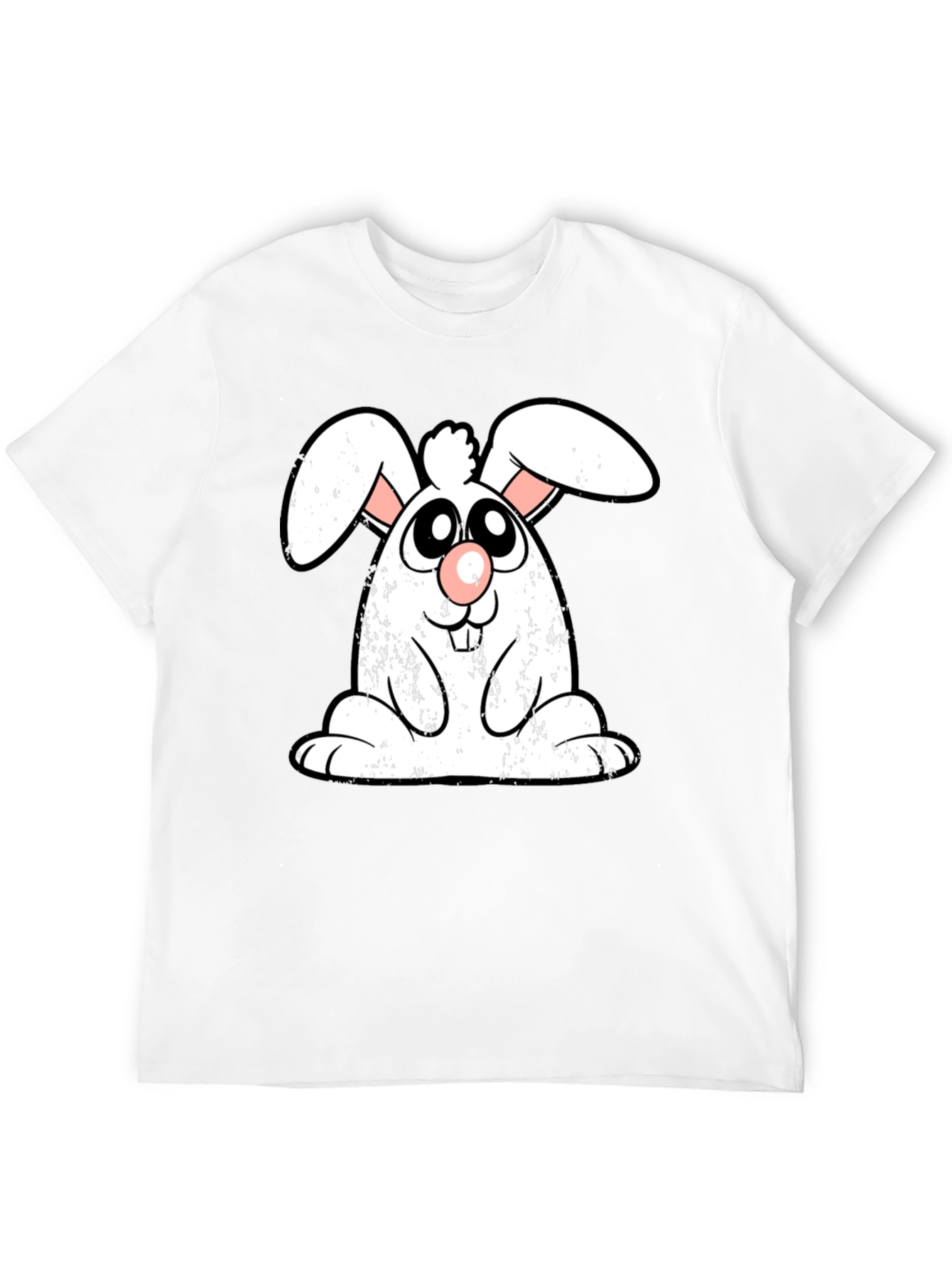 Black Cute Cartoon Bunny Graphic Print Black T-Shirt view 12