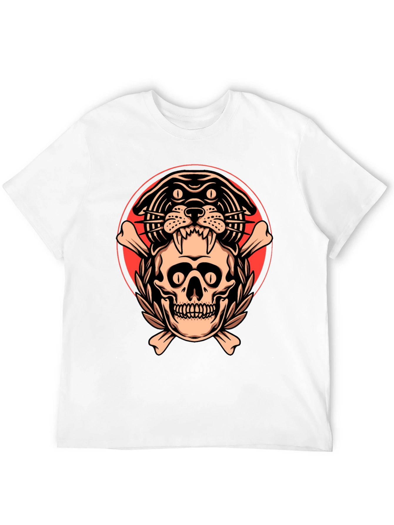 Black Skull & Panther Graphic Tee - Men's Black T-Shirt view 12