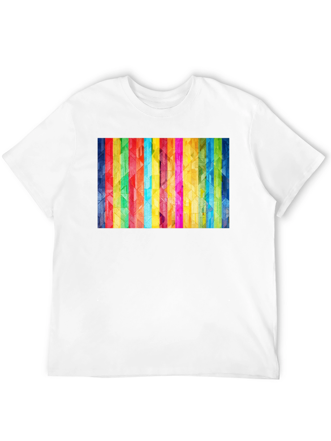 Black Geometric Rainbow Stripe Graphic Tee view 12