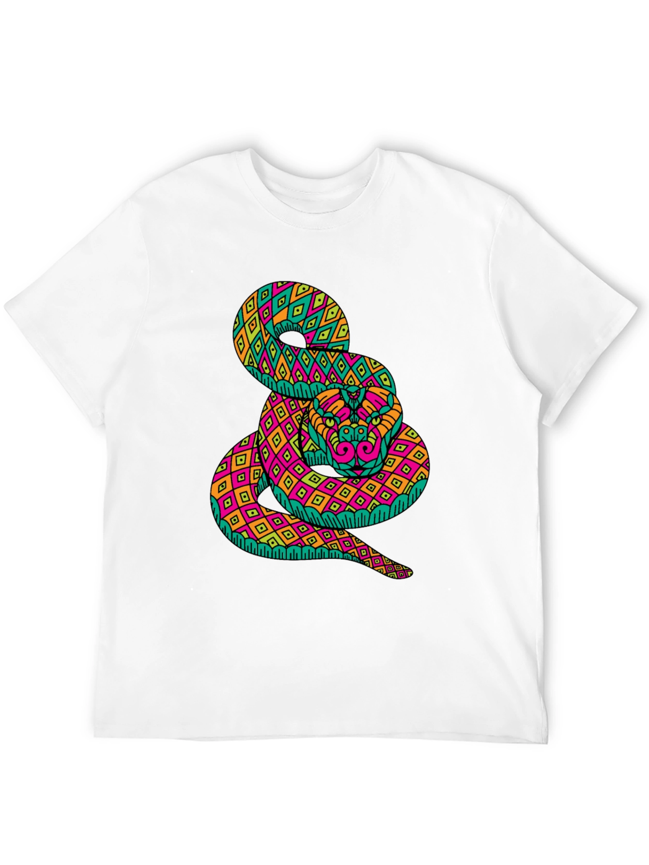 Black Psychedelic Snake Graphic Tee - Bold Black T-Shirt view 12