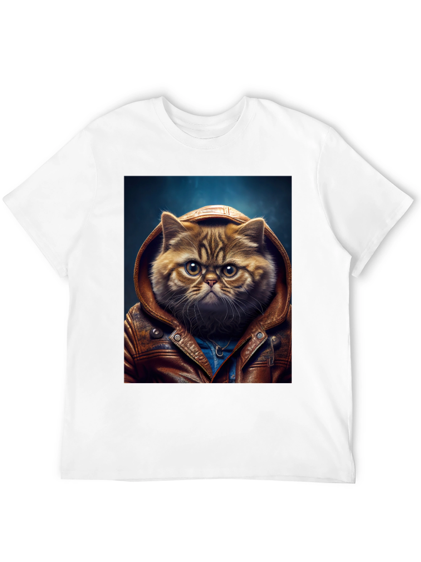 Black Cat in Leather Jacket Graphic T-Shirt view 12