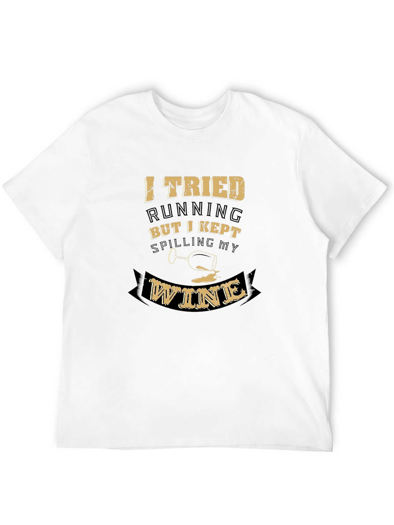 Black Funny Wine Lover T-Shirt - Spilling Wine While Running view 12