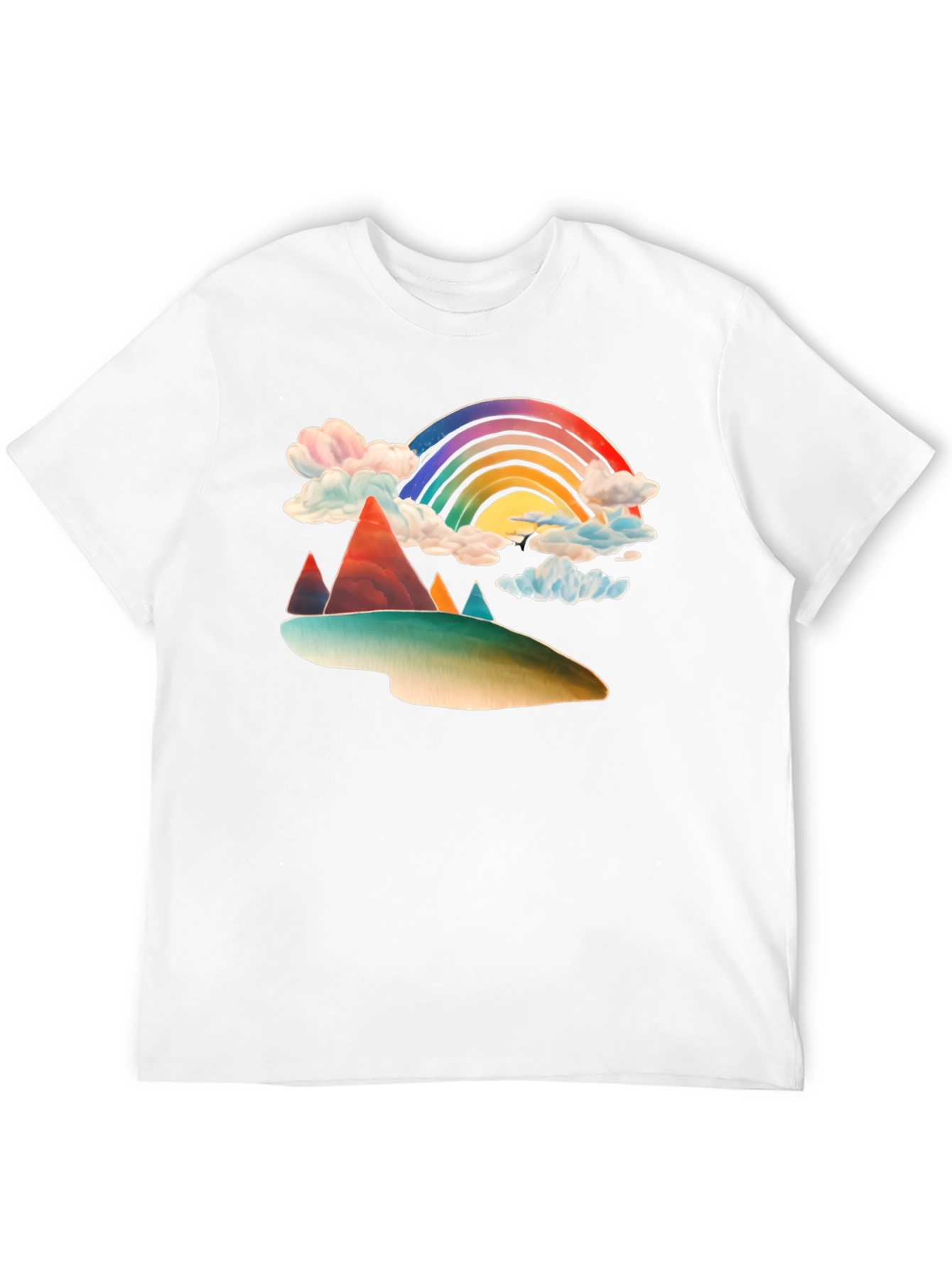 Black Rainbow Mountain Graphic Tee - Black Cotton Blend view 12