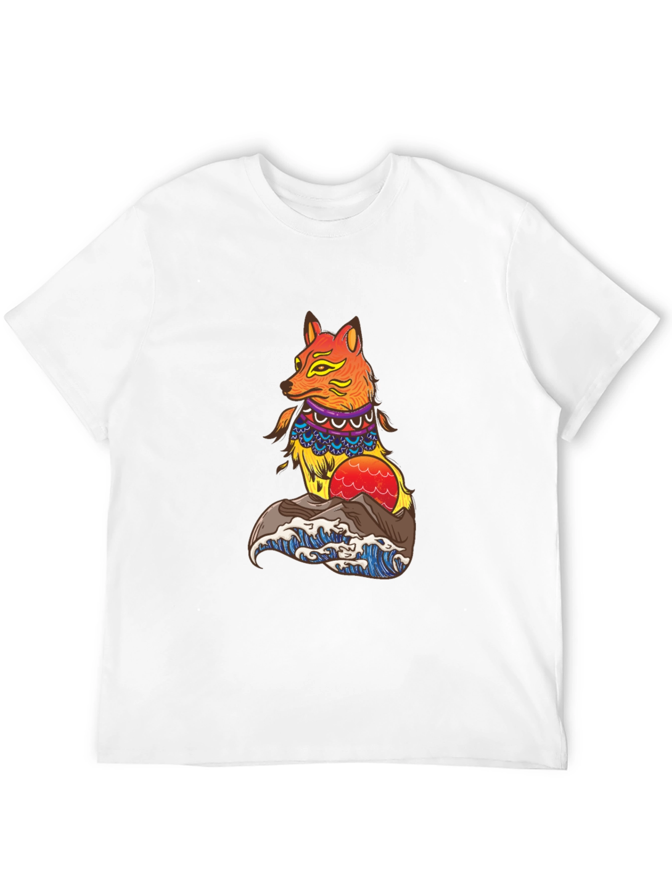 Black Fox Waves Graphic Tee - Black Unisex T-Shirt view 12