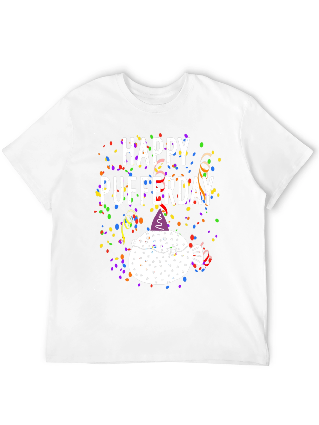 Black Happy Pufferday T-Shirt - Funny Pufferfish Birthday Tee view 12