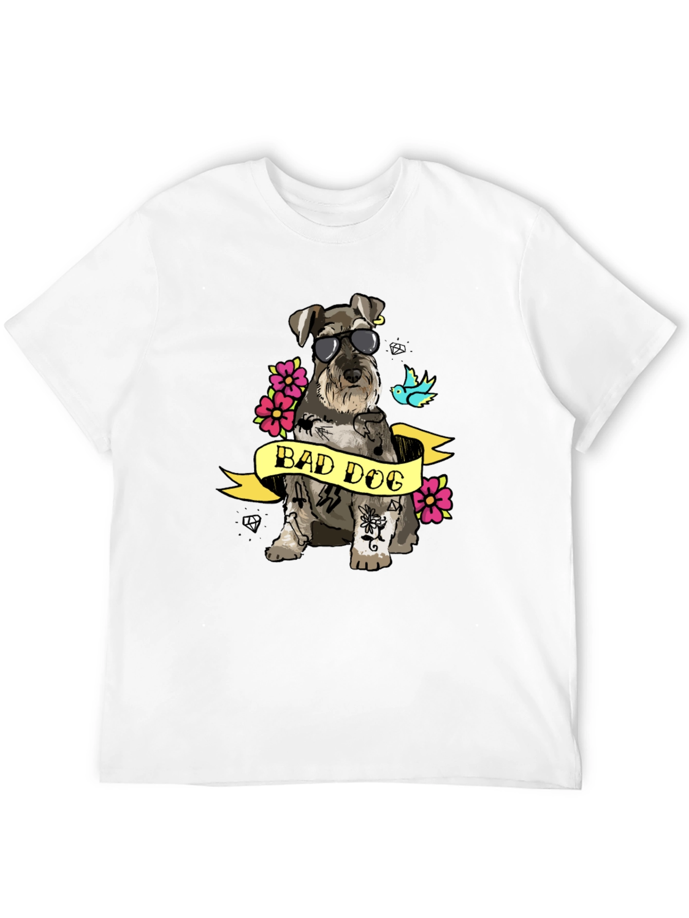 Bad Dog T-Shirt - Graphic Tee with Tattooed Schnauzer - 12