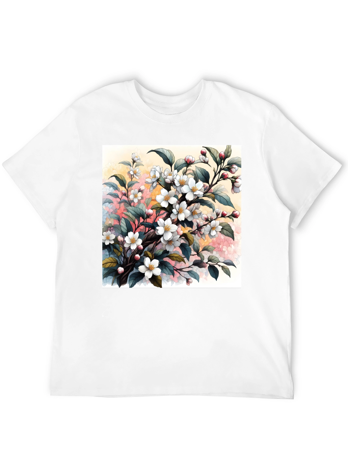 Black Floral Blossom T-Shirt - Artistic Botanical Design view 12
