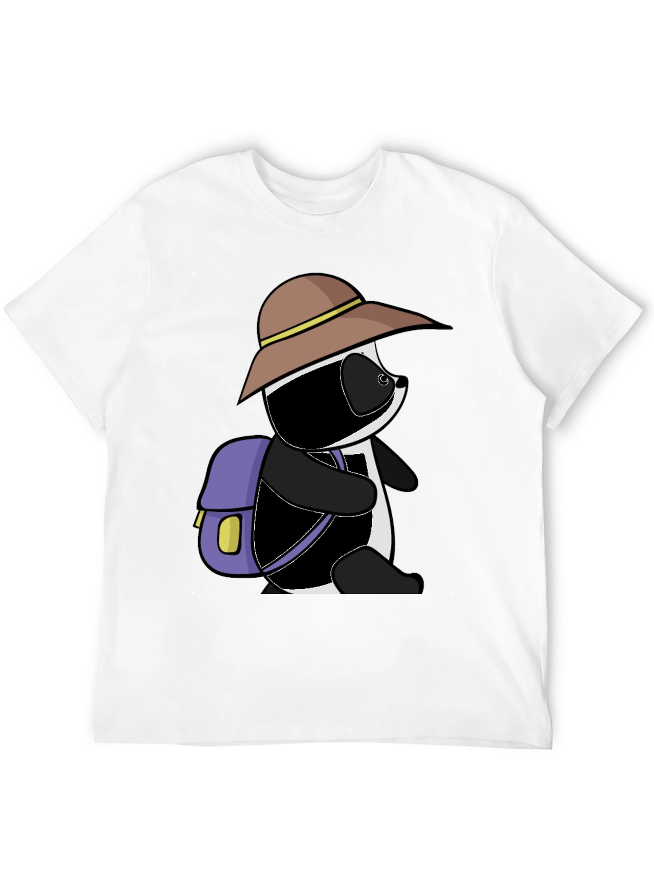 Black Cartoon Panda Bear Hiking T-Shirt view 12