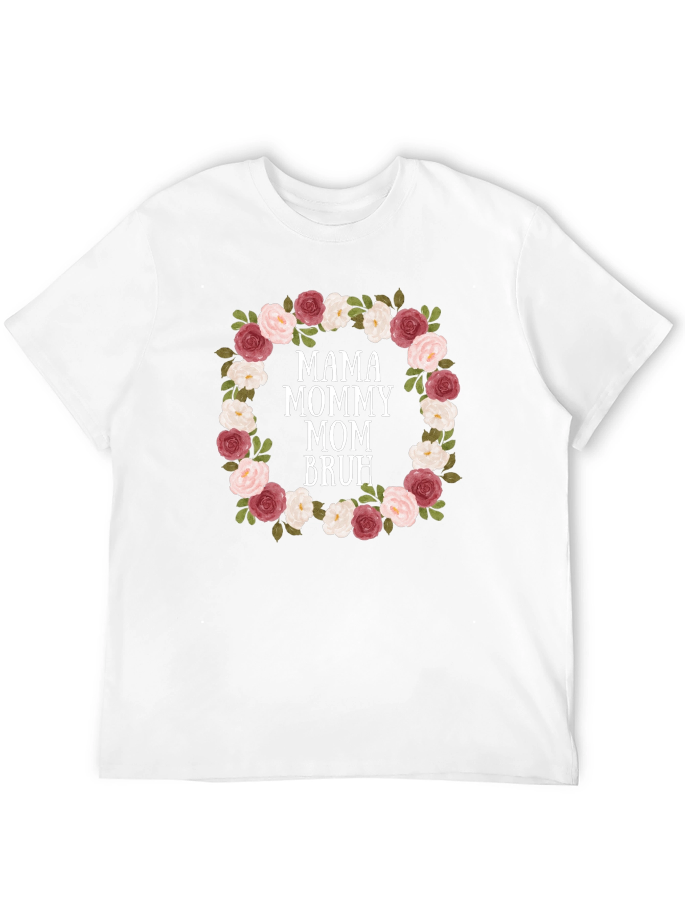 Black Mama Mommy Mom Bruh Floral Wreath T-Shirt view 12