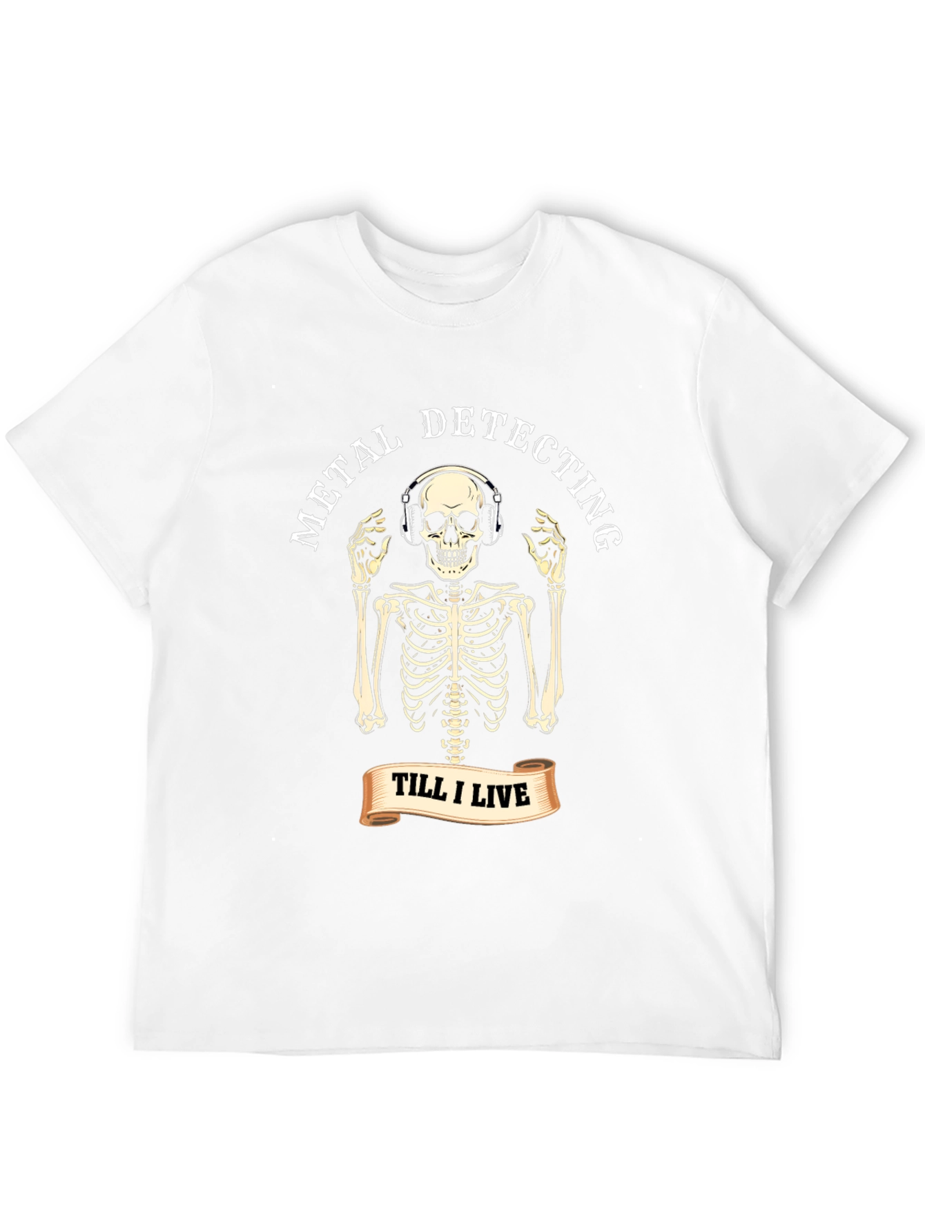 Black Metal Detecting Skeleton T-Shirt view 12