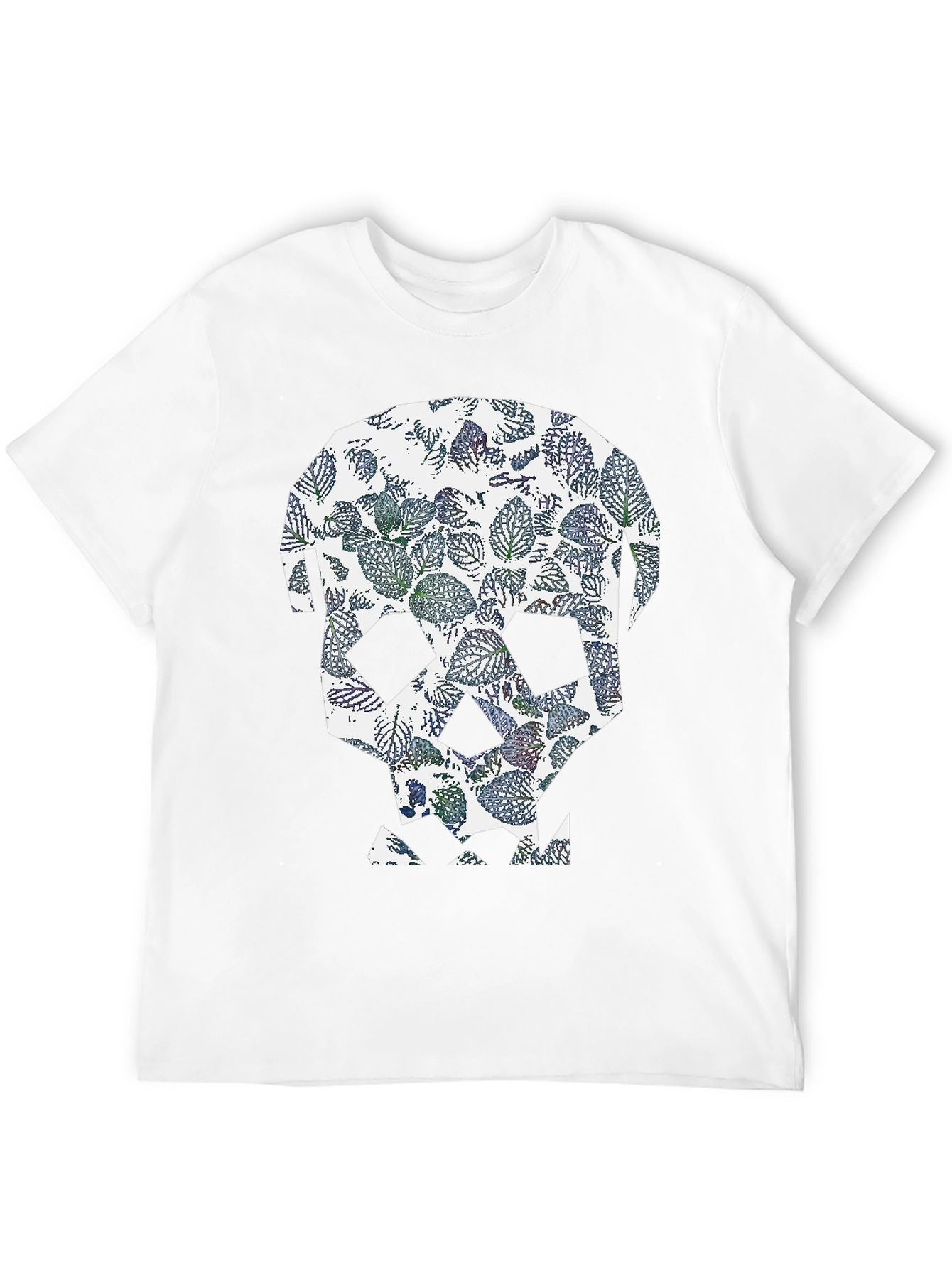 Black Leaf Skull Graphic Tee - Modern Print T-Shirt view 12