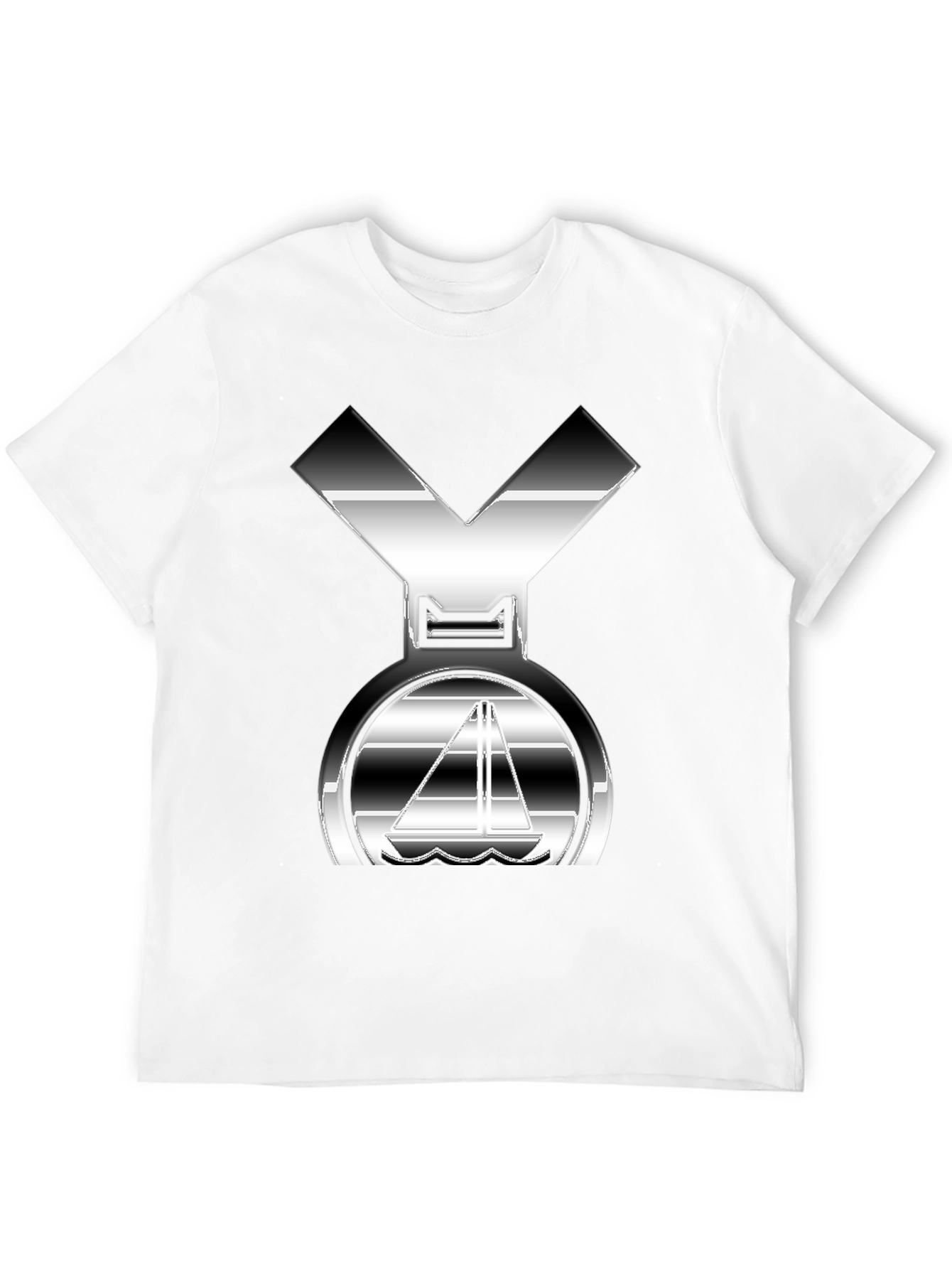 Black Sleek Silver Boat Graphic Black T-Shirt view 12