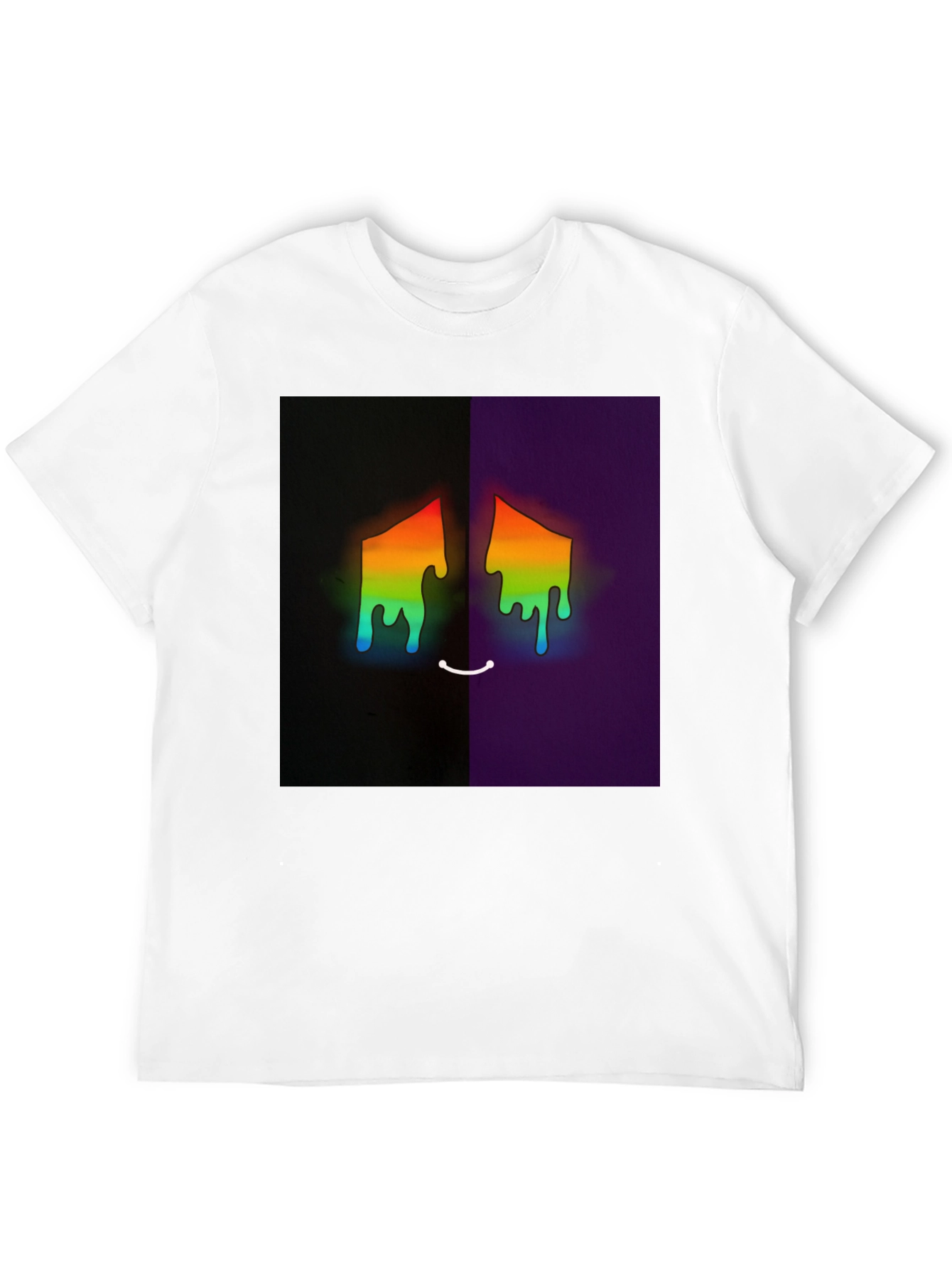 Black Rainbow Drip Face Graphic Tee - Unisex Black T-Shirt view 12