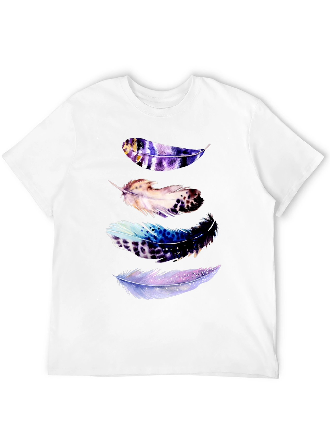 Black Feather Print Black T-Shirt view 12