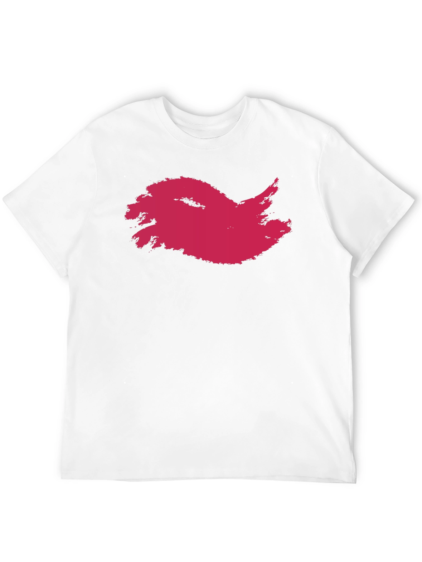 Black Men's Black T-Shirt with Abstract Crimson Print view 12