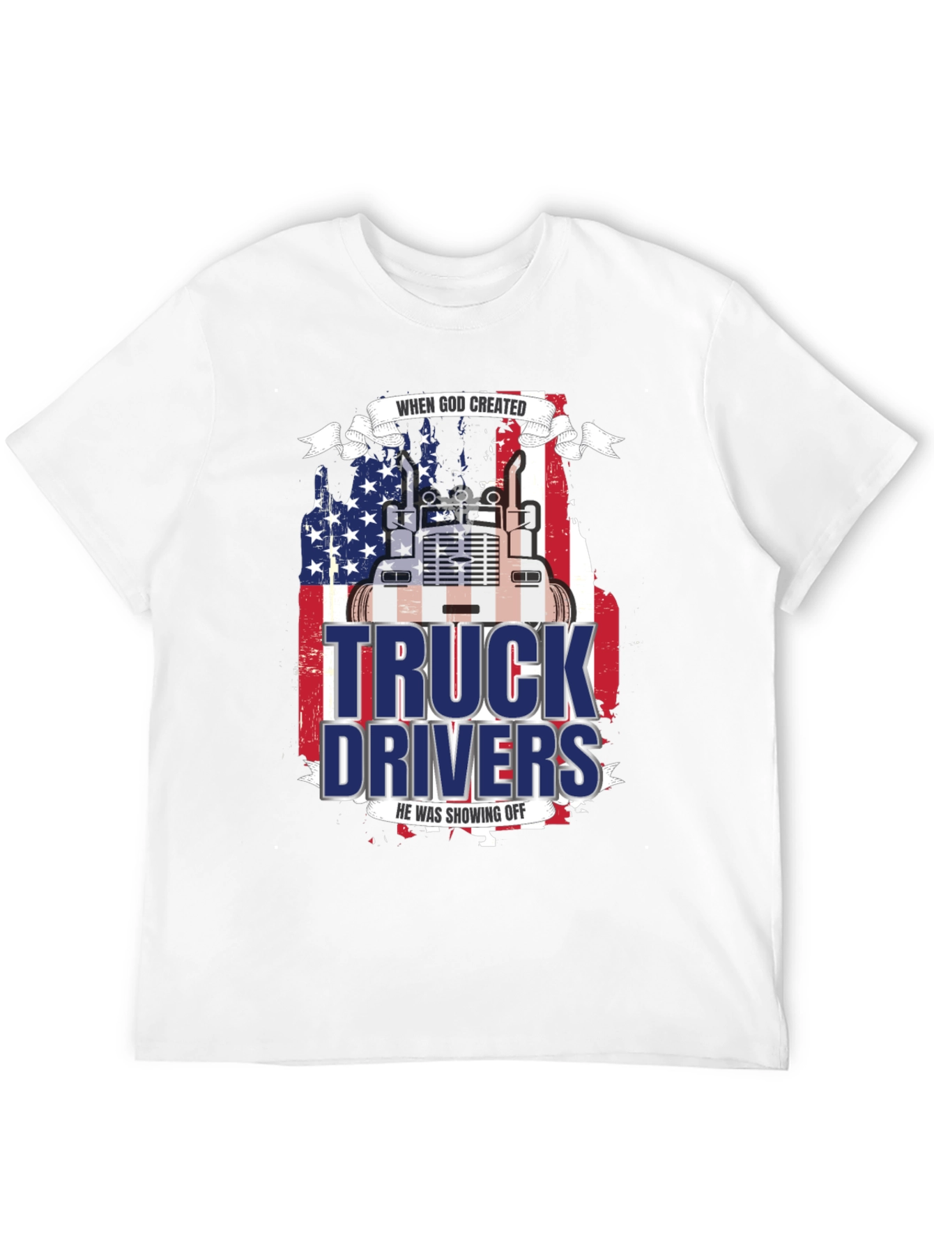 Black Trucker Pride T-Shirt - God Created Truck Drivers view 12