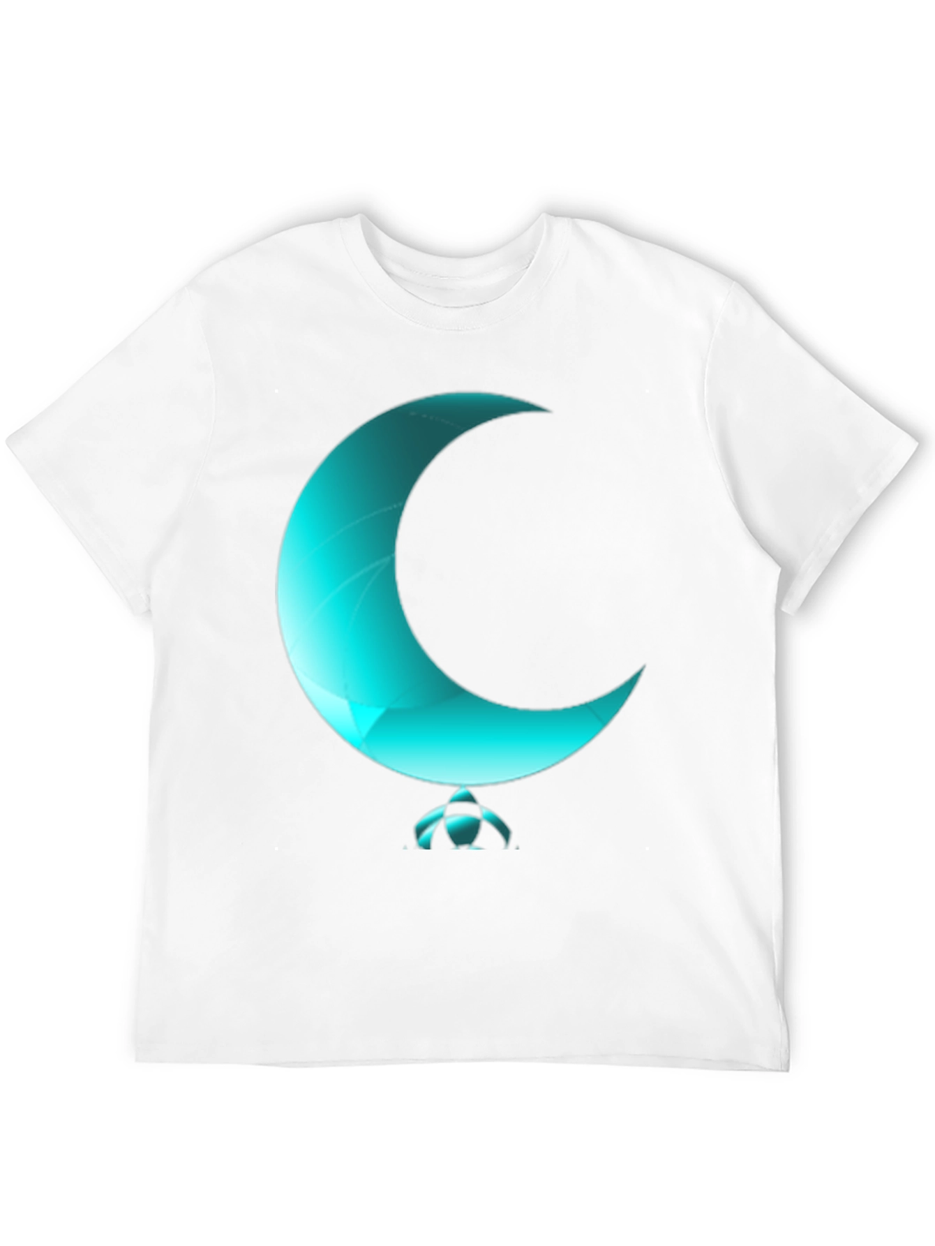 Black Turquoise Crescent Moon Graphic T-Shirt view 12