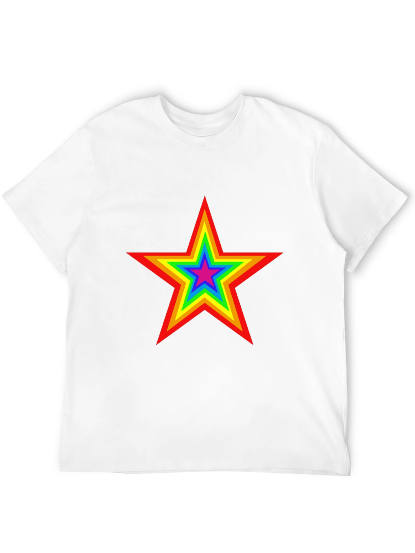 Black Rainbow Star Graphic Tee - Black Cotton T-Shirt view 12
