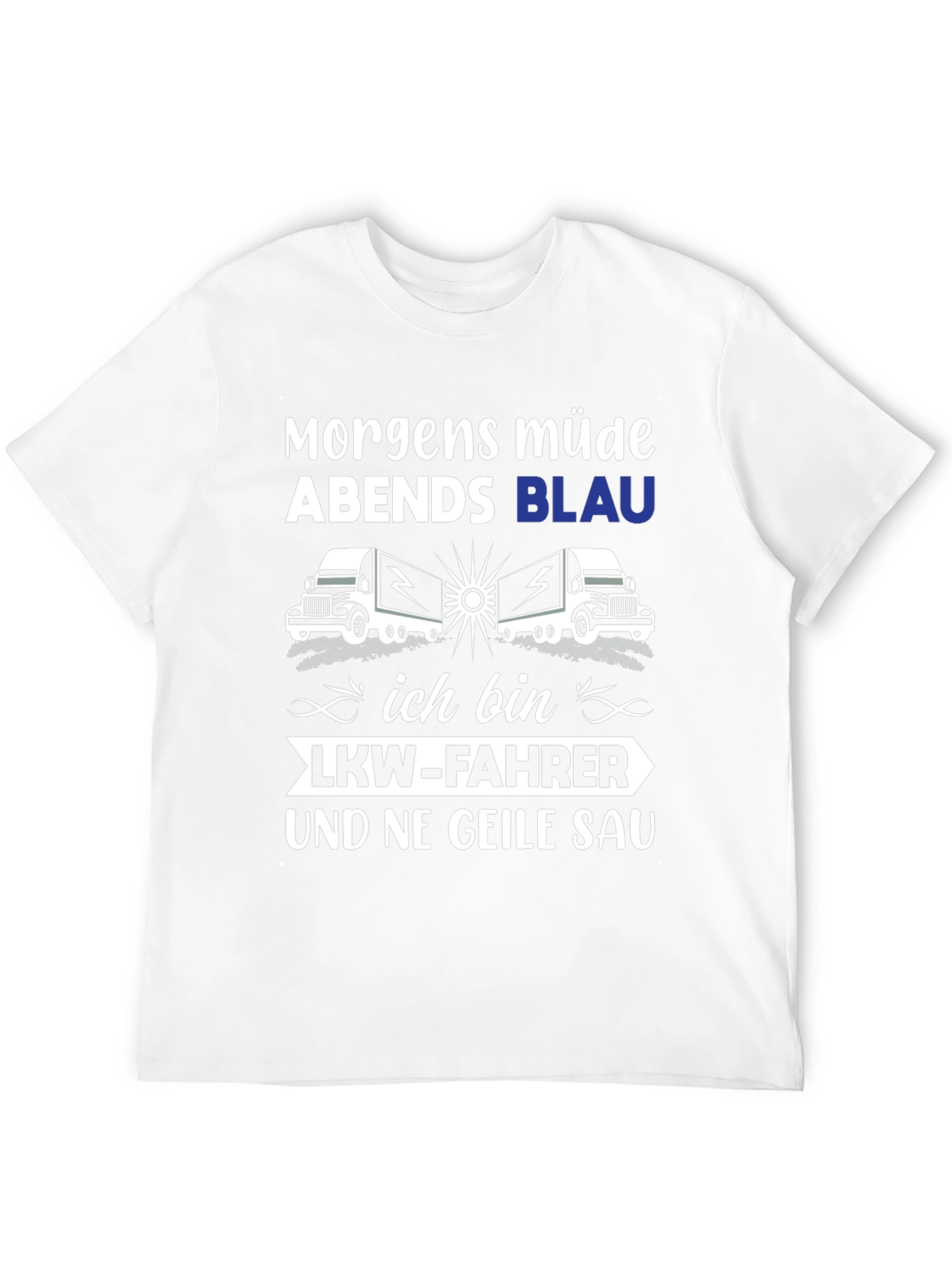 Black Trucker T-Shirt: Morgens Müde Abends Blau view 12