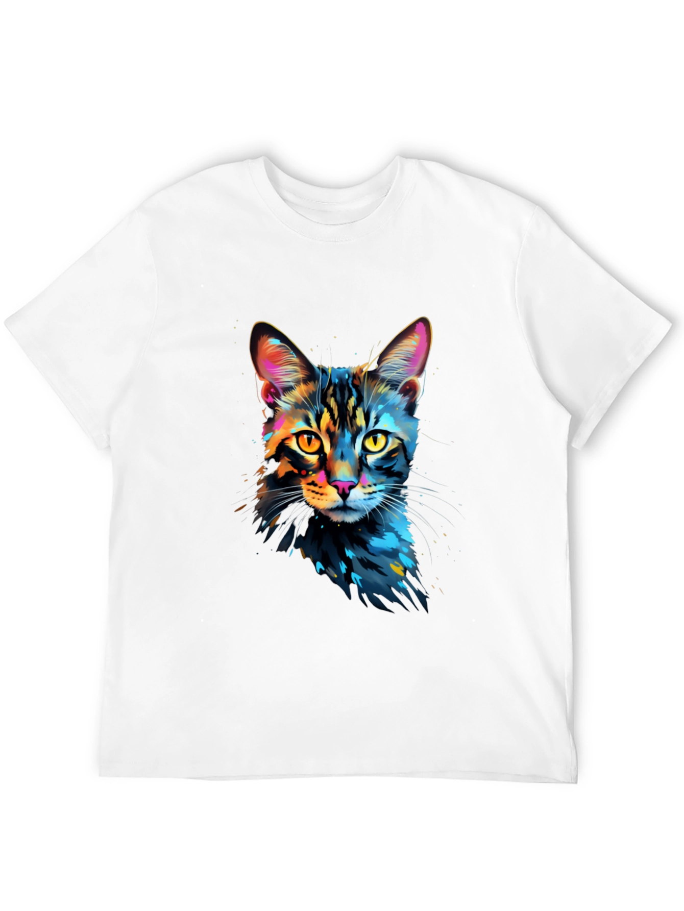 Black Colorful Cat Graphic Black T-Shirt view 12