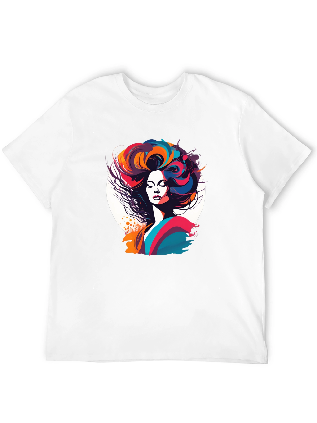 Black Retro Woman Graphic Tee - Colorful Art Shirt view 12