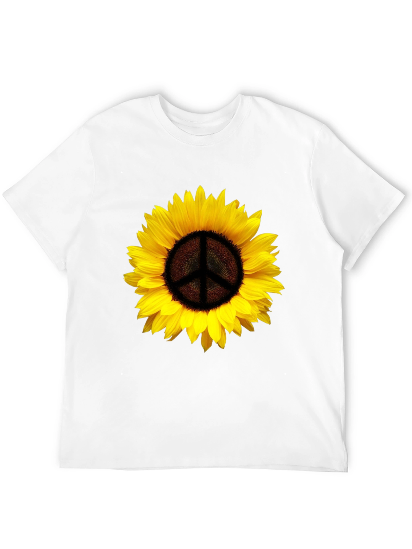 Black Sunflower Peace Sign Graphic T-Shirt - Black view 12