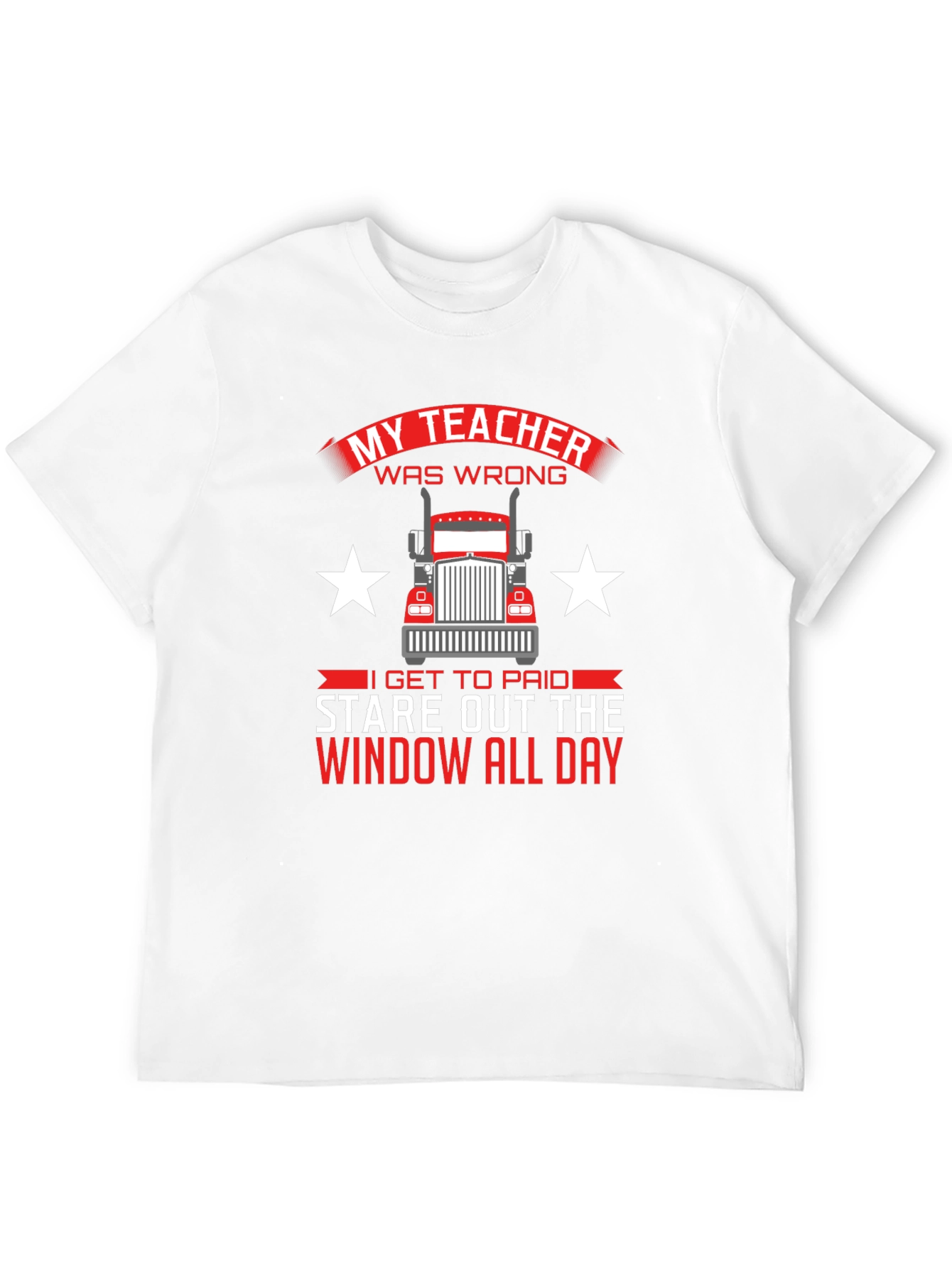 Black Trucker T-Shirt: My Teacher Was Wrong Stare Out Window All Day view 12