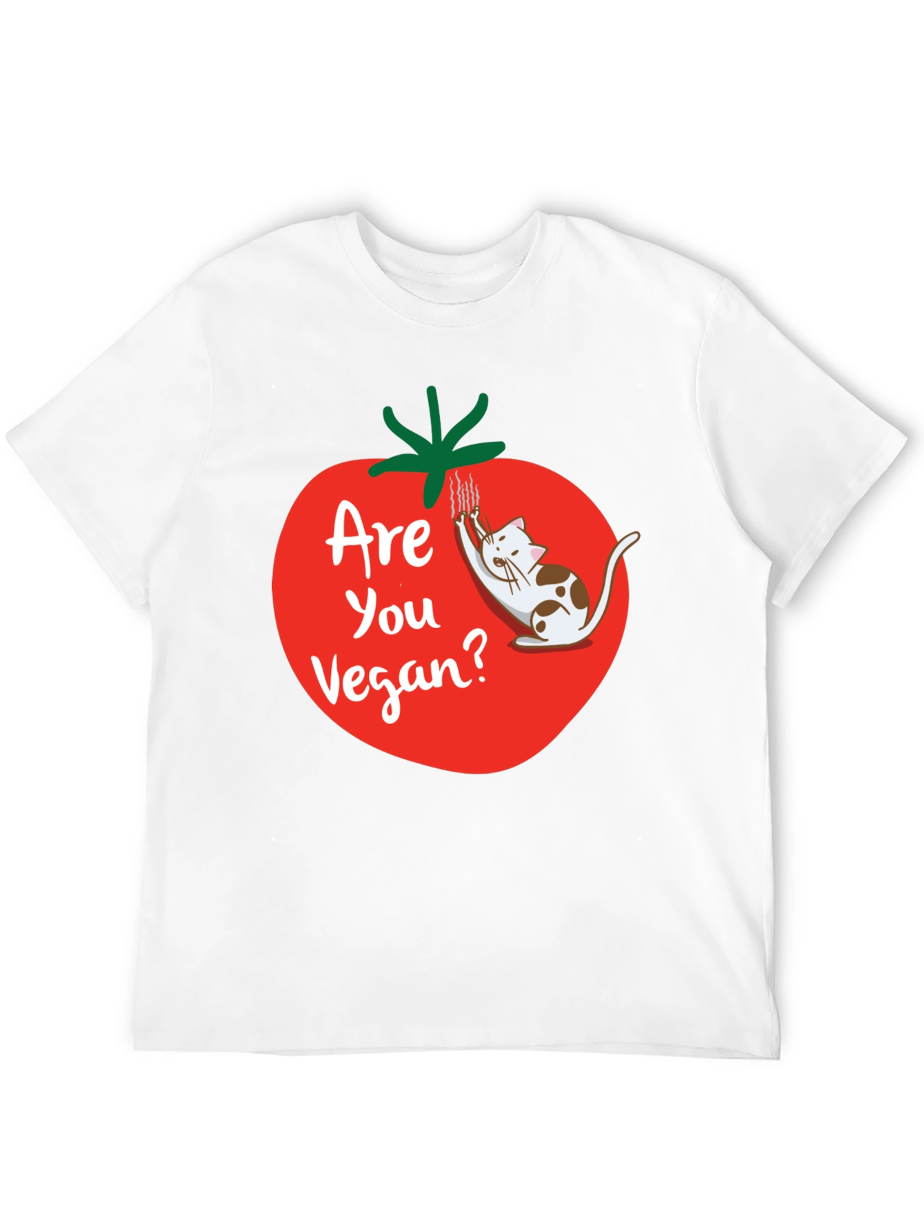 Black Funny Vegan T-Shirt - Cat and Tomato Design view 12