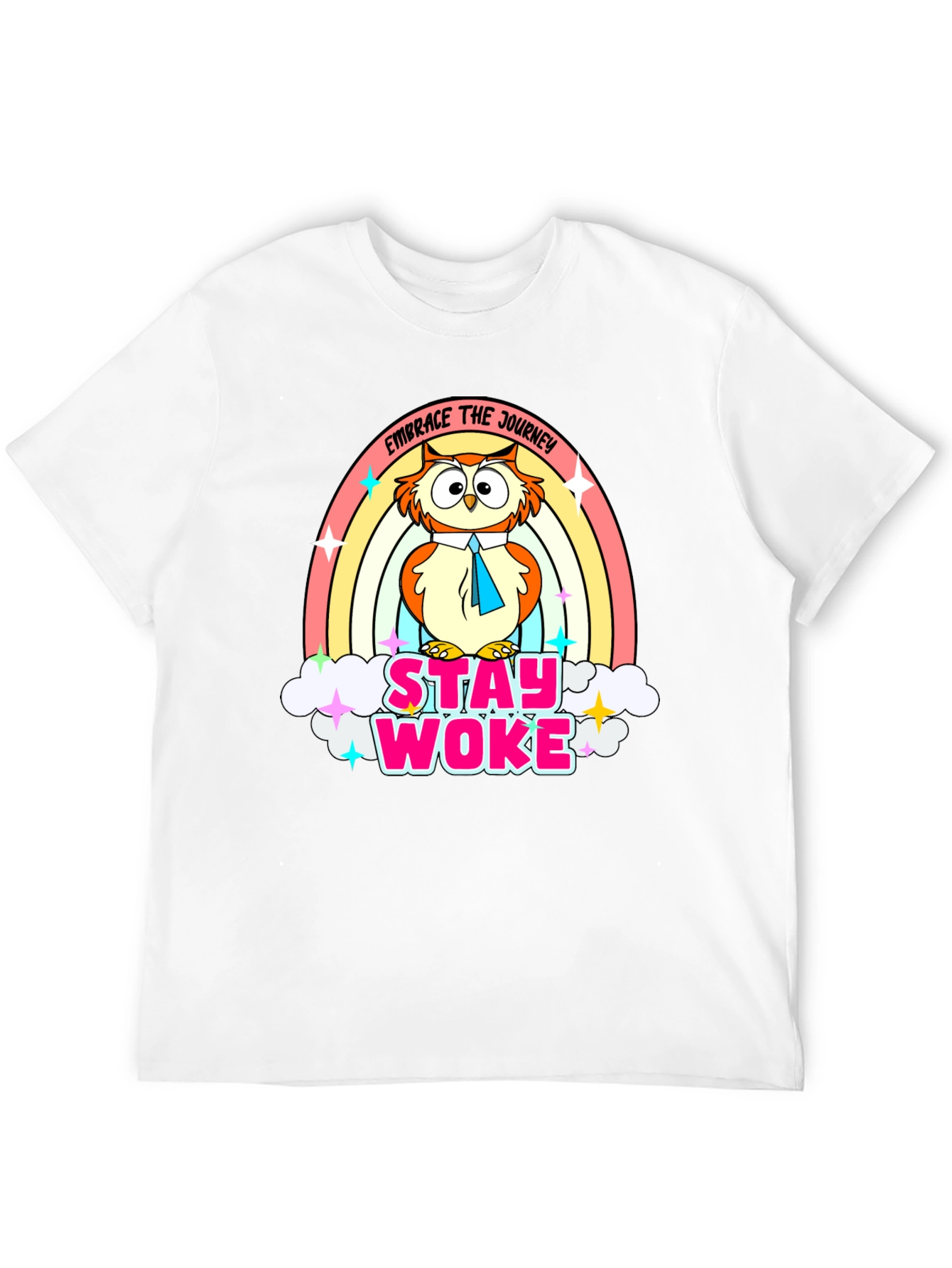 Black Stay Woke Owl Rainbow T-Shirt view 12