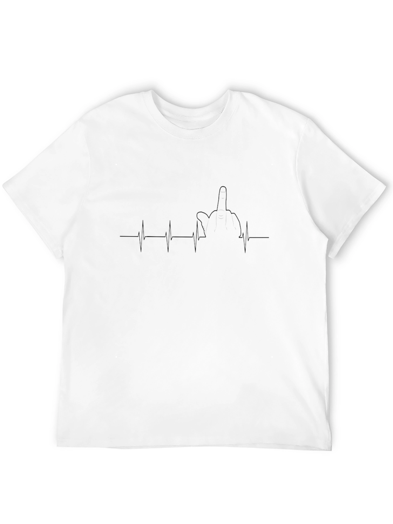Black Middle Finger Heartbeat Graphic Tee - Unisex view 12