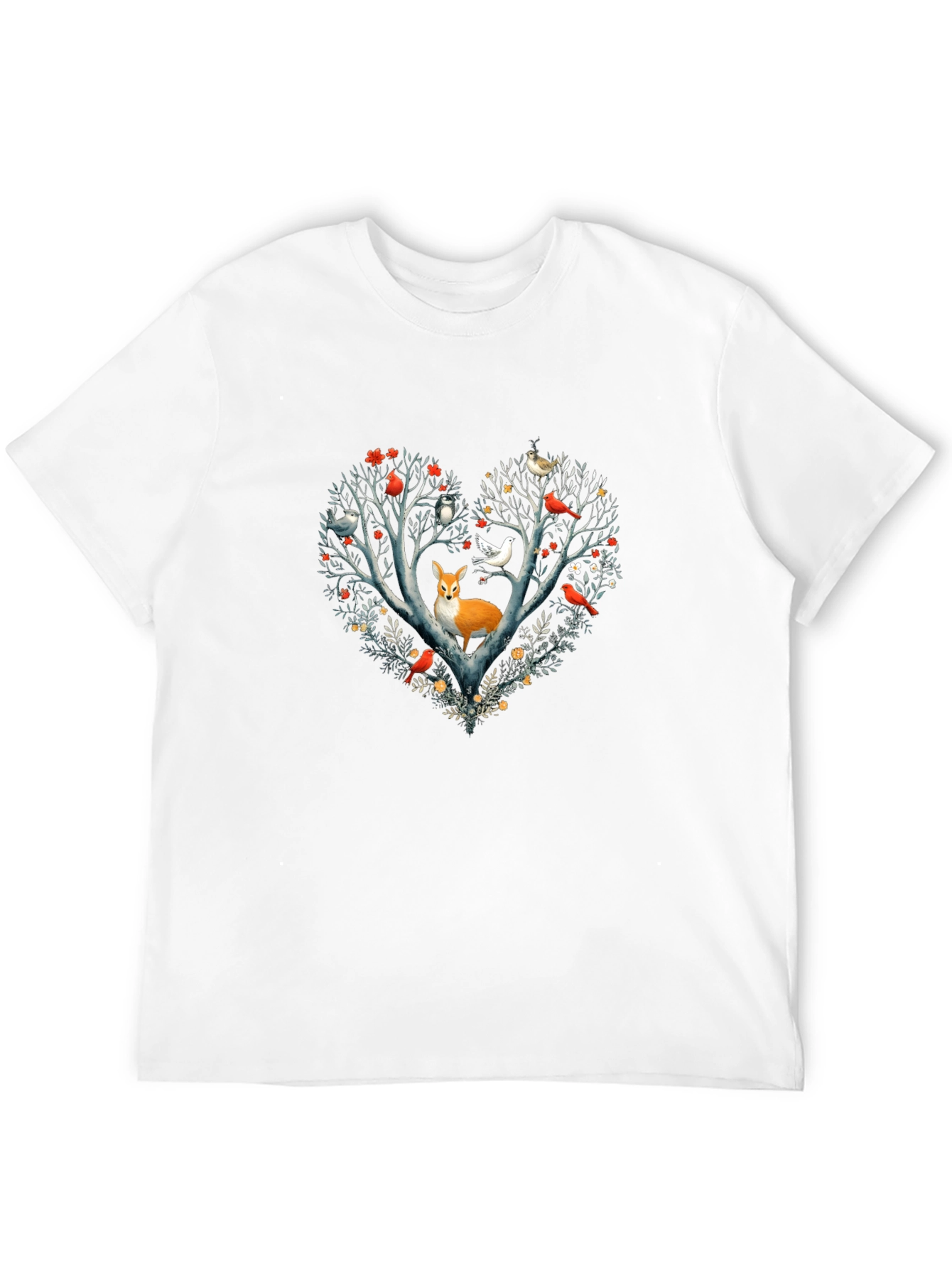Black Fox & Bird Heart Tree Graphic Tee view 12