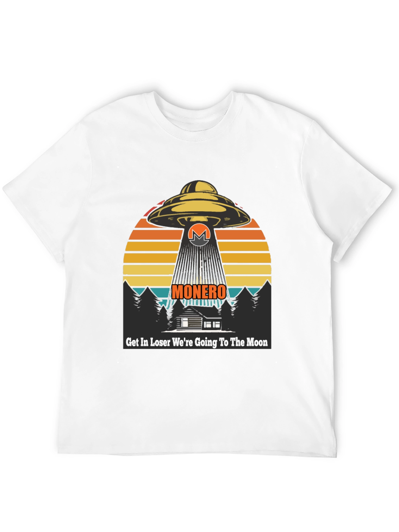 Black Monero UFO Abduction T-Shirt - Crypto to the Moon! view 12